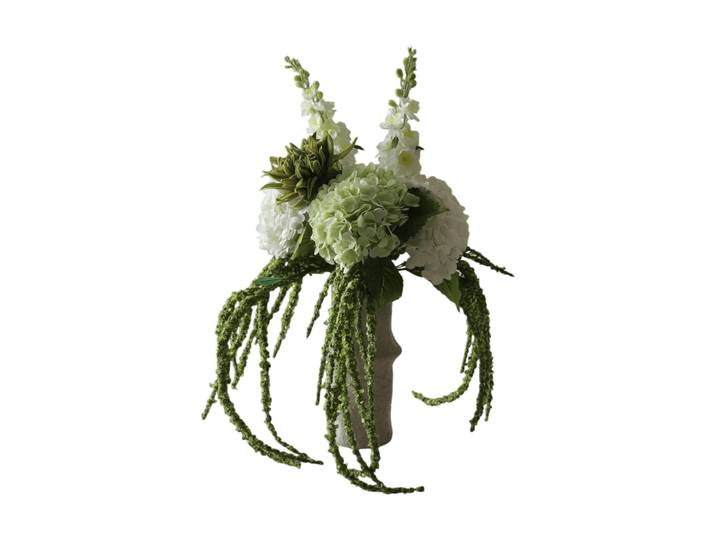 Botané Bouquet artificiel Enchanted Matcha Riddarsporre-amarant-hortensia-cactus, 9 pcs