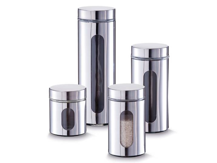 Vorratsdose ZELLER PRESENT, silber (silberfarben), Glas, Lebensmittelaufbewahrungsbehälter, Vorratsdose, Modernes Design hebt jedes Zuhause hervor