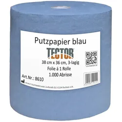 Putzpapier 38x36cm 3-lagig blau - 1000 Blatt/Rolle