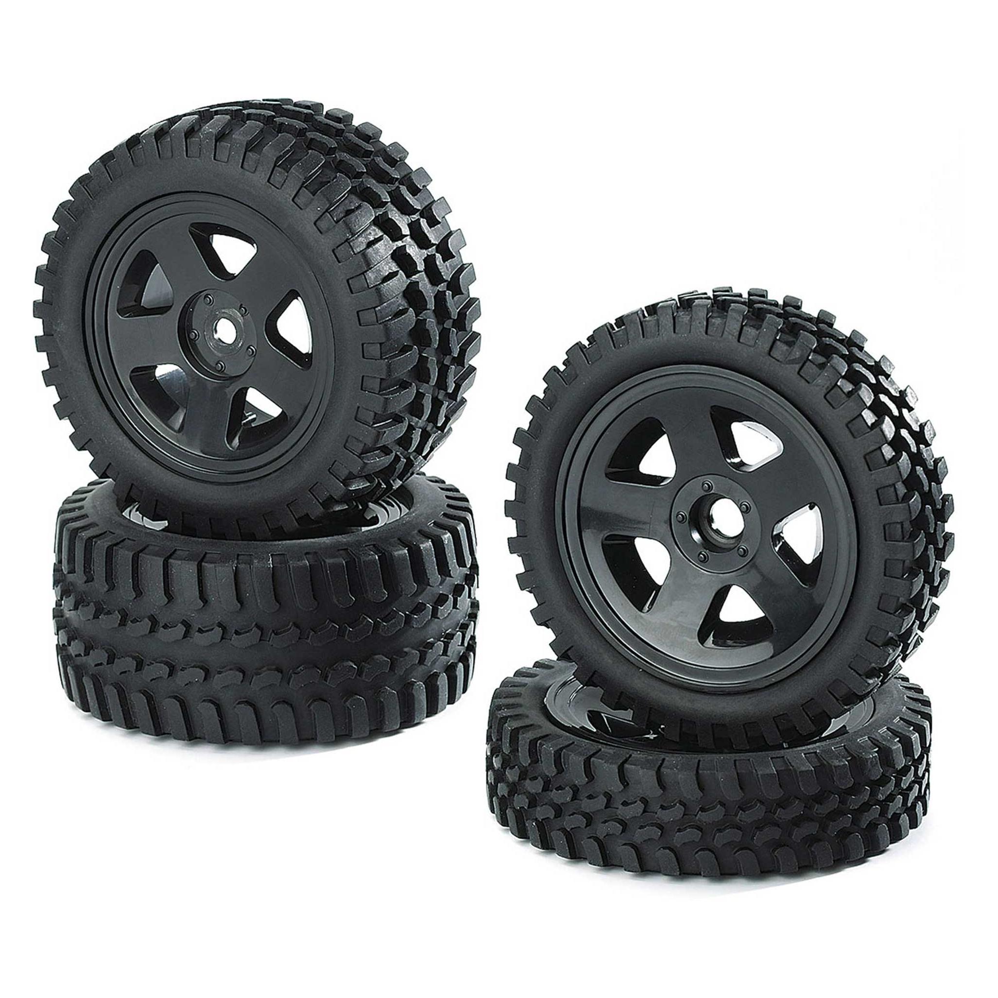 Tamiya 1:10 Reif.-/Felgen Set All Terrain Schw. (500900027)