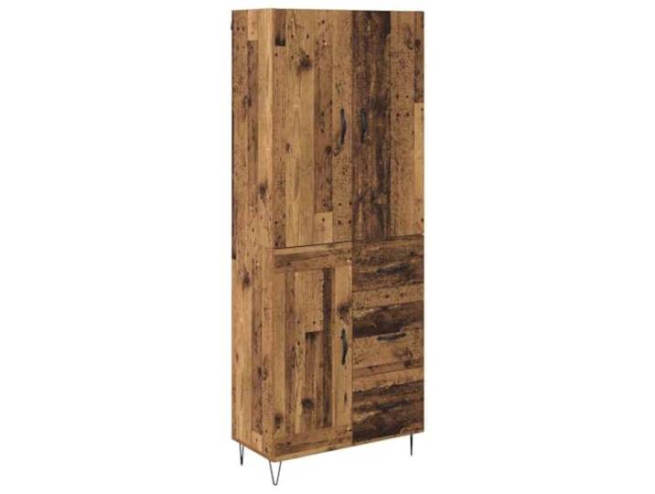 HGFDVCMR Highboard mit Schubladen 2-teilig Altholz 69,5x34x180 cm Großzügiger Schrank für Wohnzimmer und Esszimmer mit 3 Schubladen, Metallgriffen und robuster Konstruktion.