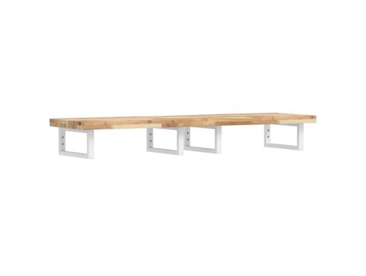 WEMYUFURN Waschbeckenregal Wandmontage Stahl und Akazienholz Schweberegal, rechteckige Halterungen, Handtuchaufhängung, Ablage am Waschtisch, moderne Einrichtung