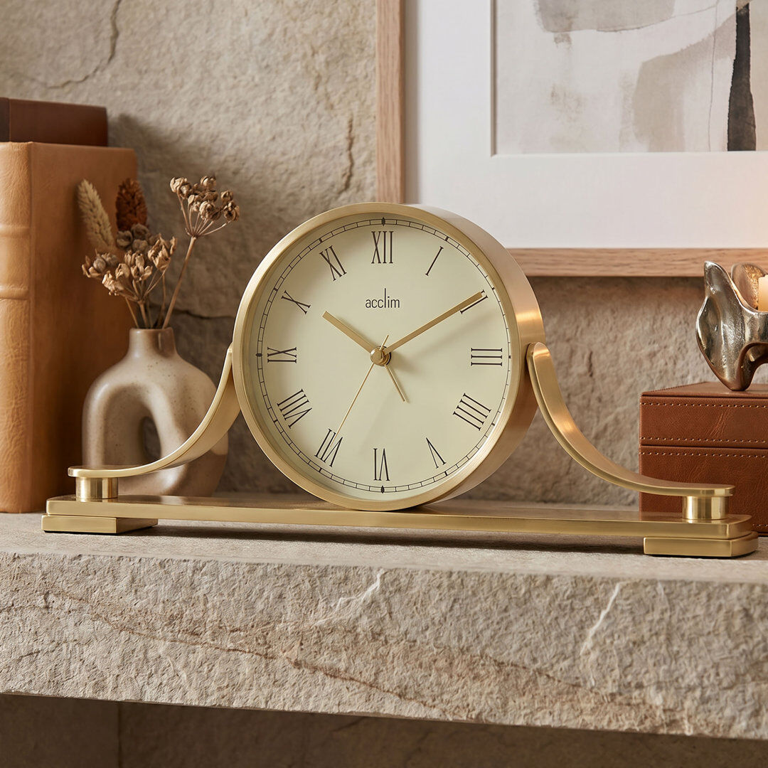 Acctim Wardley Mantel Clock Quartz Brass Napoleon Case Energy Efficient Movement Brass Effect Brass 14cm H X 32cm W X 4.5cm D