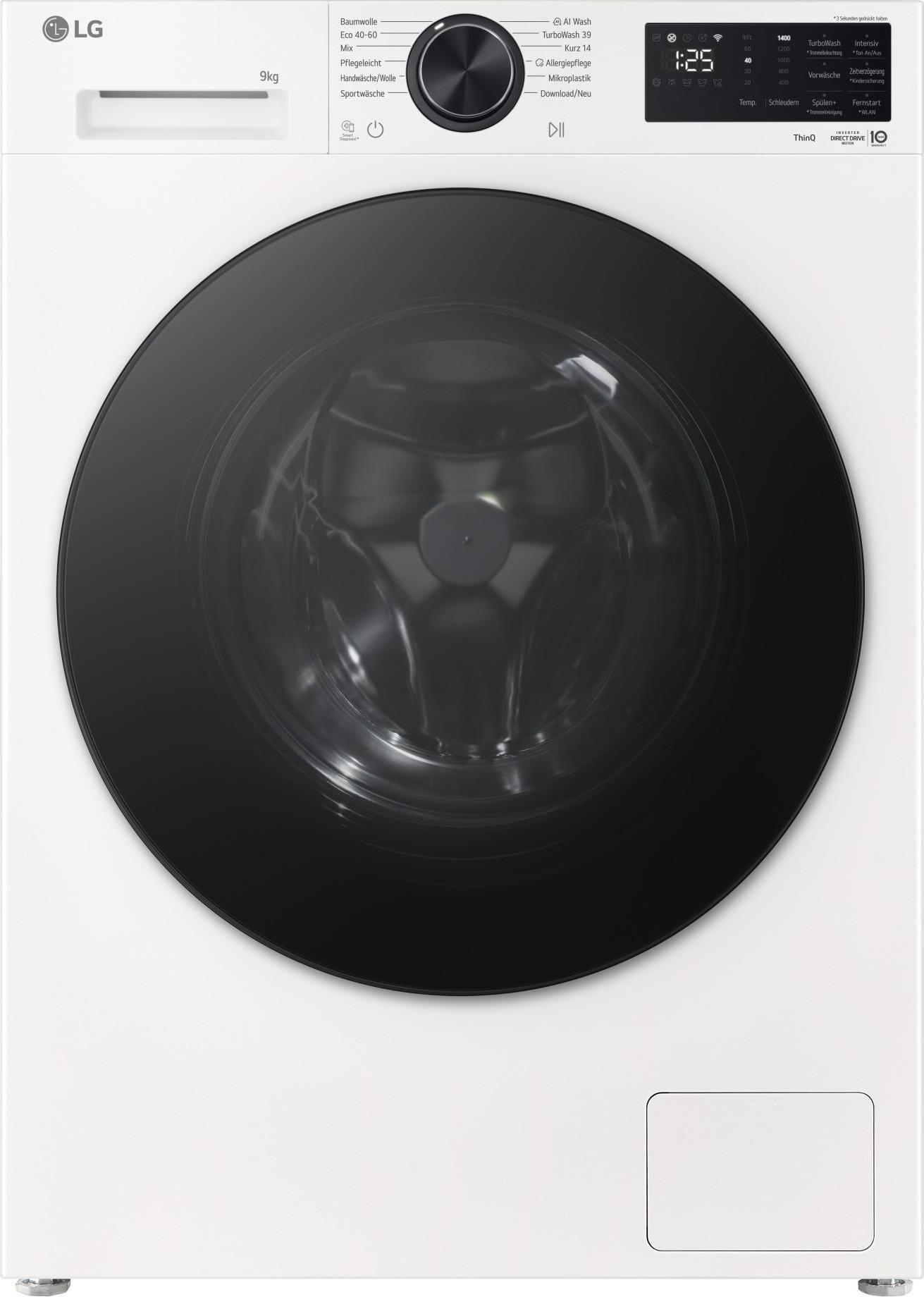 LG F4WX709YC, Frontlader, 9 kg, B, 71 dB, 1350 RPM, A