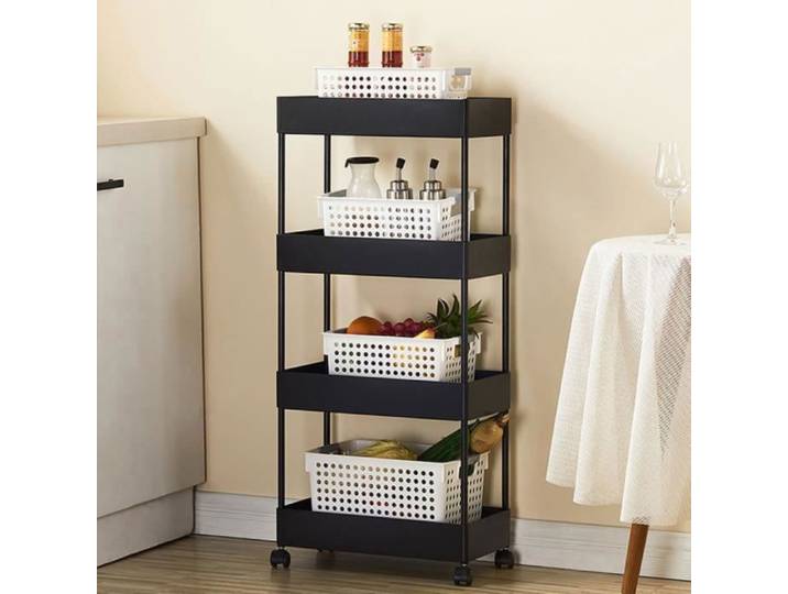 Chariot Roulant Étagère à Roulettes Meuble de Rangement Mobile Pour Cuisine Salle de Bain Bureau