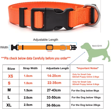 Inspire Picks Adjustable Nylon Pet Collar For Puppies Kittens Dogs & Cats cw023 orange s 22 35cm Smaller