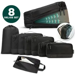 Remodius Packwürfel-Set, 8-teilig, Packsack, Schwarz