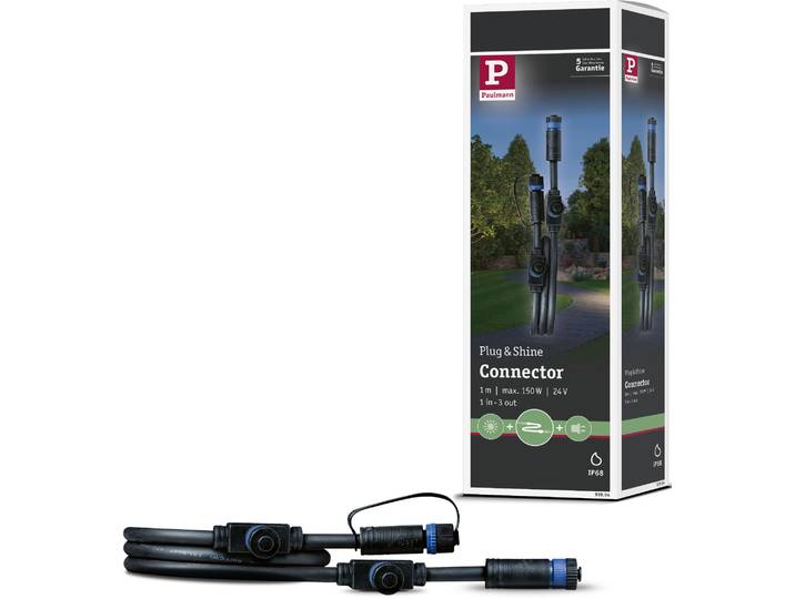 Lampen-Verbindungskabel PAULMANN Outdoor Plug&Shine 1m IP68 , schwarz, Ø:18,4mm, Kabel, Lampen-Verbindungskabel, 1 in - 3 out