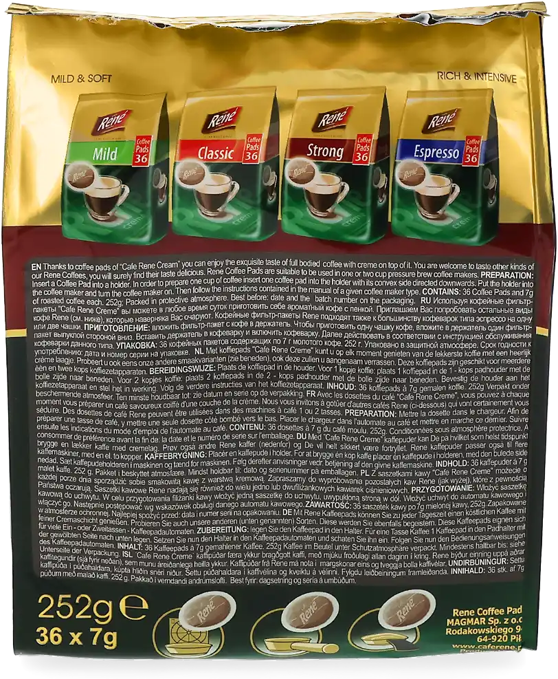 Café René   Strong - 36 Dosettes de café pour Senseo - Café noir - Compatible Senseo