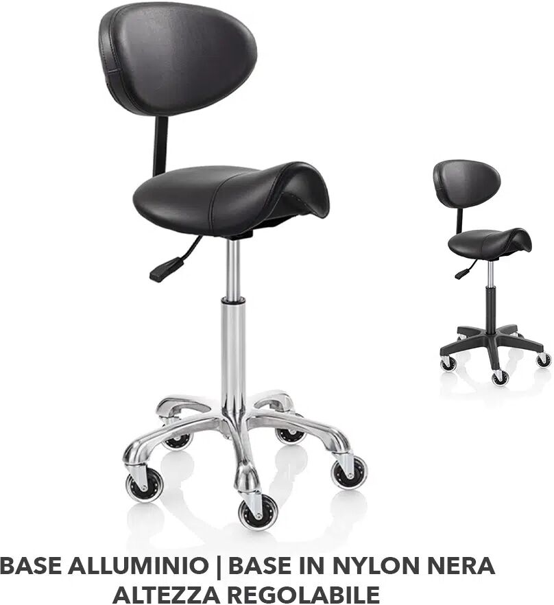 Xanitalia Sgabello per parrucchiere Roller Pro Saddle con schienale Alluminio L