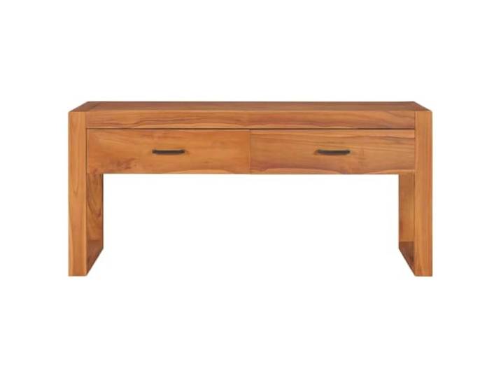 GKHPYURE TV-Schrank 100 x 40 x 45 cm aus Teakholz 2 Schubladen, Teakholz, Sperrholz, Hartholzplatte, Landhausstil, pflegeleicht