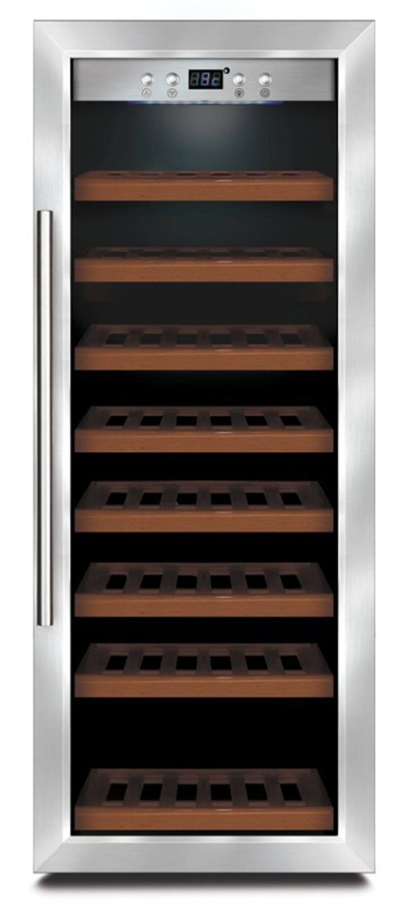 Caso Winesave 43 Freistehender Weinklimaschrank, Glasdekor, 43 Flaschen, 4-22°C, 39 dB, eingebauter Ventilator