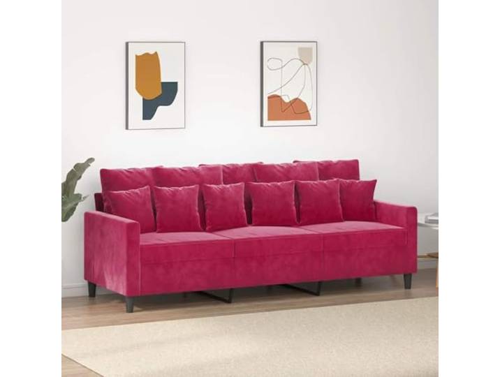 HEFZGDB 3-Sitzer-Sofa Weinrot 180 cm Samt Stoff Polstermöbel Metallgestell Wohnzimmer Sitzgruppe Komfortabel Langlebig Modernes Design Bequem Entspannen Robust Stilvoll
