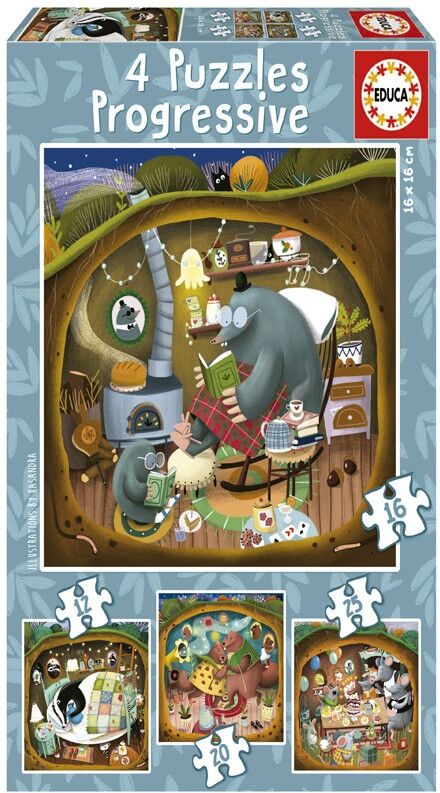 Puzzles Progressifs Contes de la forêt 12+16+20+25 pcs - Educa