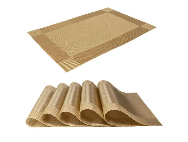 Intirilife Platzset Untersetzer 45/30 cm (6er-Set), Goldfarben, Kunststoff, 30x0.16x45 cm, Heimtextilien, Wohntextilien, Tischwäsche, Tischset