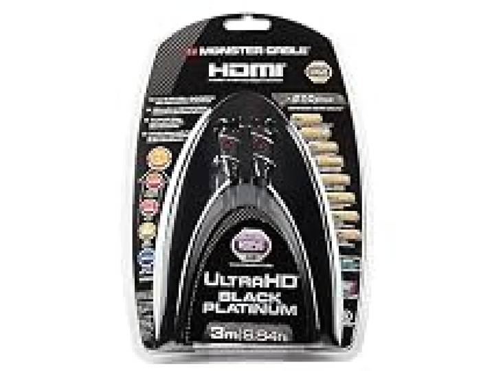 MONSTER - Black Platinum - Câble HDMI - Résolution 4K - pour PC, Home Cinema ou Studio - Vidéo HDR - 27 GBPS - Vitesse Éclair - Connecteurs en Or - 3 m - Garanti à Vie - Noir