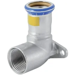 Geberit, Rohrverbindungstechnik, Gas-Anschlusswinkel Mapress 90G, Edelstahl, 22mmxRp 3/4, Länge 51mm (Winkelverbindung)