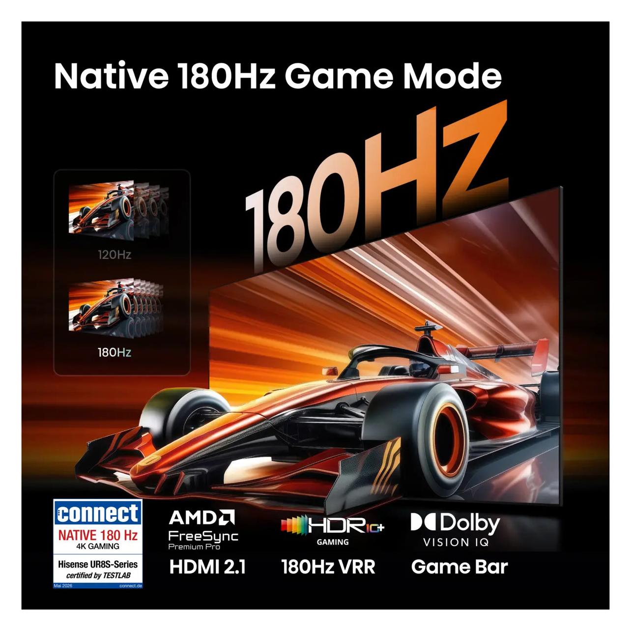 Hisense TV RGB MiniLED 75UR8S Smart TV 4K 180 Hz (75", Mini-LED, 4K) (75UR8S)