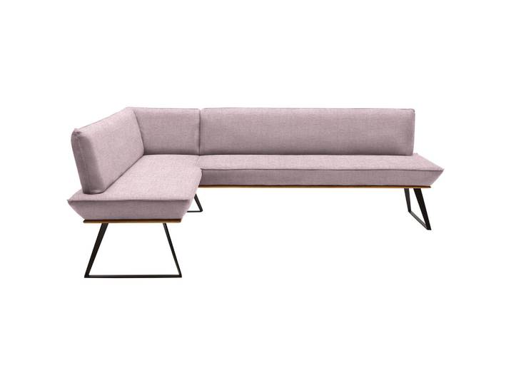 Voleo Eckbank, Rosa, Schwarz, Eiche, Metall, Eiche, massiv, 5-Sitzer, L-Form, 243x163 cm, Stoffauswahl, in den Filialen seitenverkehrt erhältlich, Esszimmer, Bänke, Eckbänke