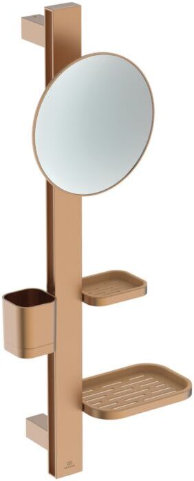 Ideal Standard Beauty Bar S700  Kosmetikspiegel BD589BR mit Spiegel, Ablage und Seifenkorb, Ø 20 cm, Bronze