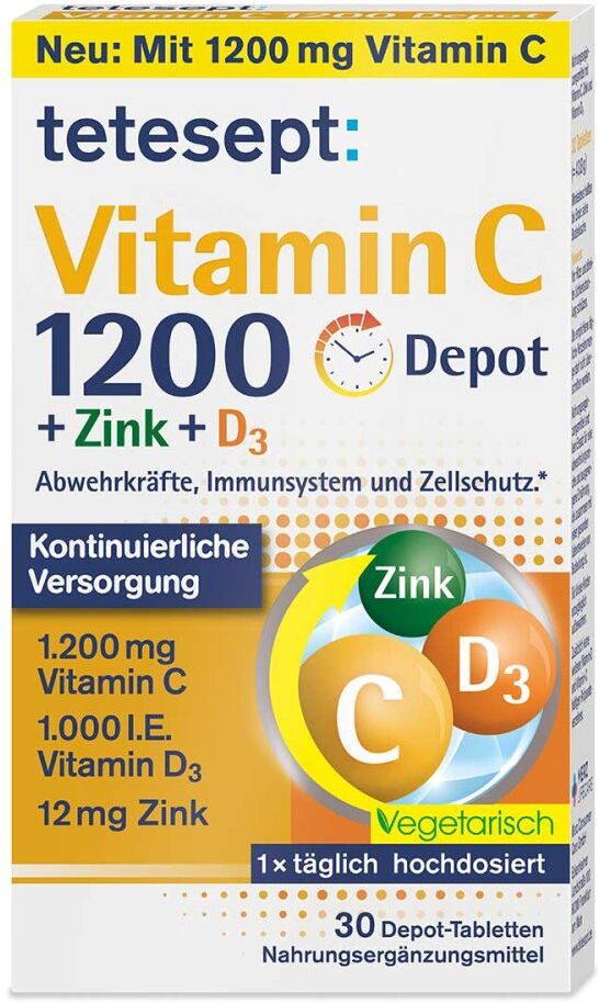 Tetesept Vitamin C 1.200mg + Zink+D3 Depot Tabletten