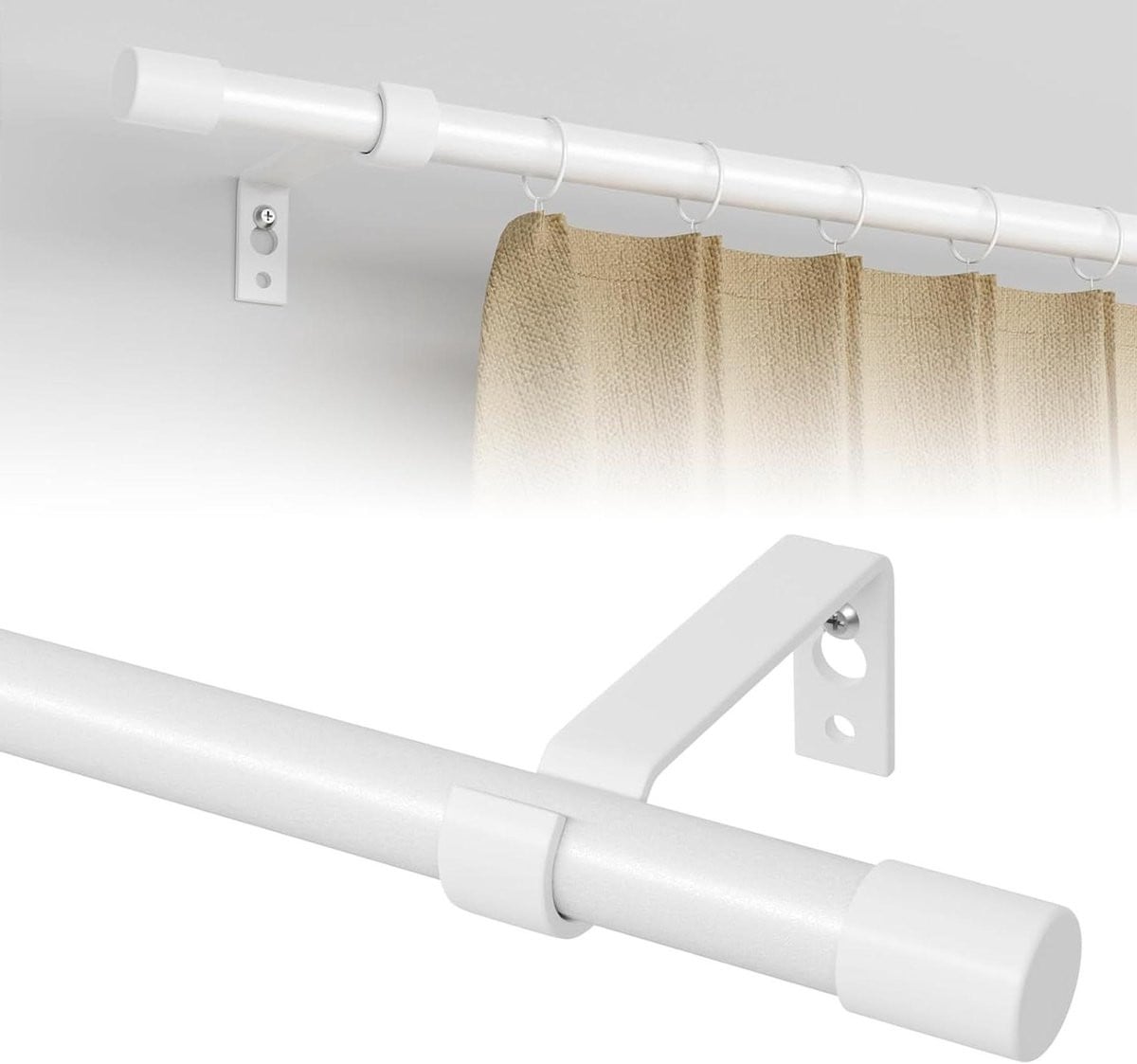 Gordijnroede Wit - Verstelbare Gordijnstang Set - 300 cm - Mat Wit