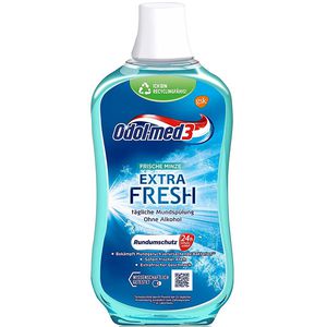 Odol-med3 Mundspülung Extra Fresh, Frische Minze, ohne Alkohol, mit Fluorid, antibakteriell, 500ml
