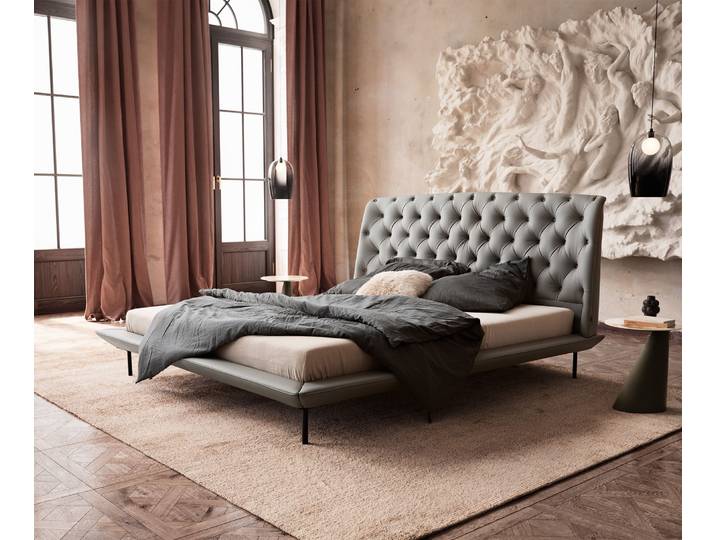 Polsterbettgestell Rafinata 180x200 cm Kunstleder Hellgrau, Polsterbetten