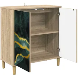 vidaXL, Kommode + Sideboard, Miley (Türkis marmorierte Optik) (33 x 33 x 75 cm)