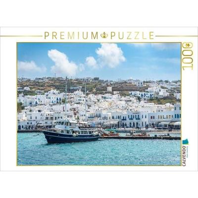 CALVENDO Puzzle Mykonos - Fischerboot im alten Hafen | 1000 Teile Lege-Größe 64x48cm Foto-Puzzle für glückliche Stunden
