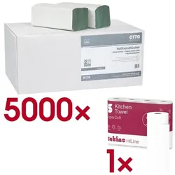 OTTO Office Budget Papierhandtücher inkl. Küchenrollen »SuperSoft« 3-lagig 4 Rollen grün, 25 cm