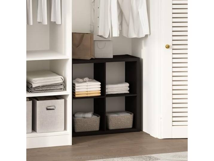 Furinno Cubic Offenes Rückwand-Multifunktionsregal für Kleidung & Schrankaufbewahrung, 4-Fächer, Dunkle Eiche