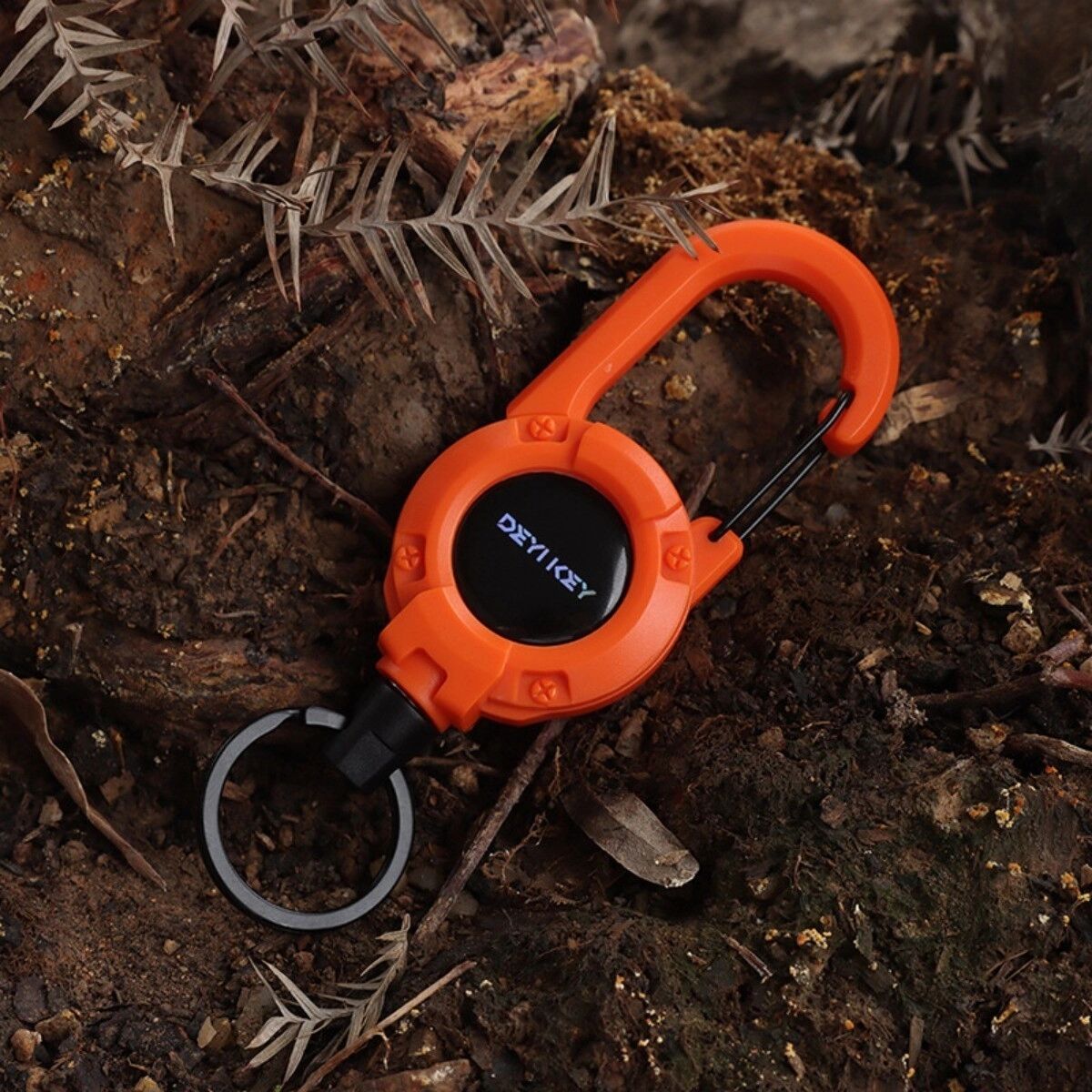 INF 2er-Set Einziehbare Outdoor-Anti-Verlust-Schlüsselanhänger — Hochfederndes Zugseil 60cm, Glattes Kunststoffgehäuse, Orange