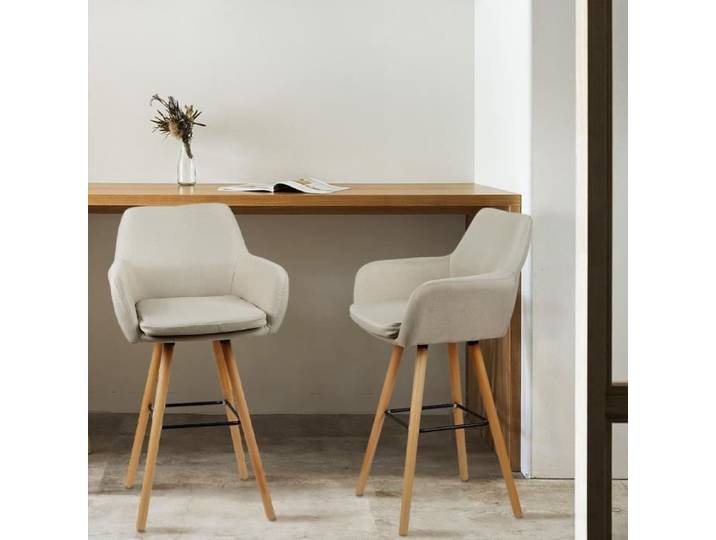 Tabourets de bar élégants et modernes - SUPFINE - Set de 2 - Beige - 120kg
