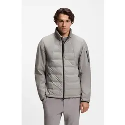 BOSS für Herren. 50552084 Wasserabweisende Jacke mit grauer Daunenfüllung (L), Lässig, Polyester, Langarm