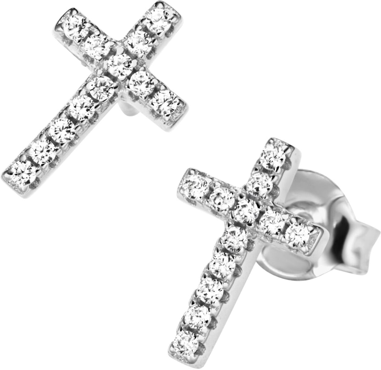 Paar Ohrstecker SMART JEWEL "Kreuz mit Zirkonia, Silber 925", silber, Ohrringe, Damen