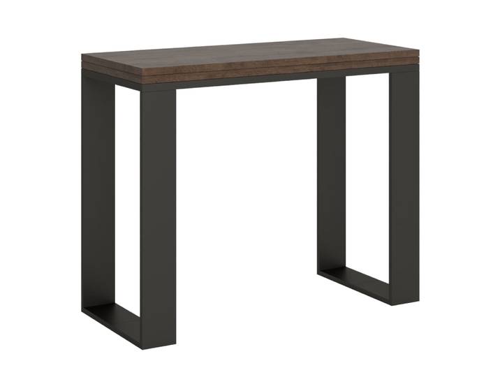 Console extensible portefeuille effet bois noyer 90x45/90 cm