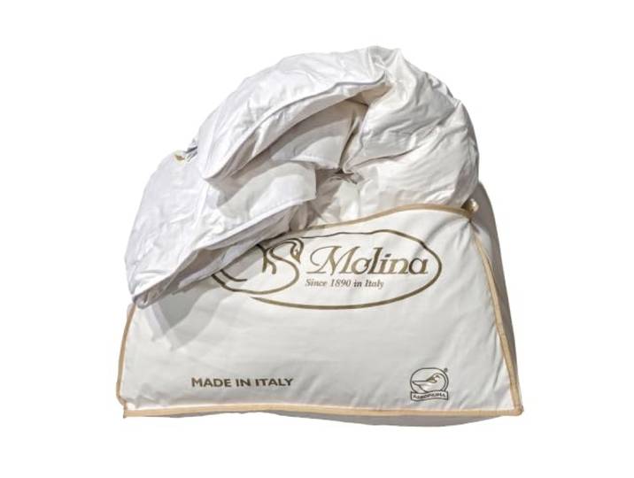 Molina 100 % Sibirische Gänsedaunen, 4 Punkte, wärmeabweisend, sehr weiß, Gilda Top Assorro, Garantie 10 Jahre, individuelle Herstellung (155 x 200 Einzelbett)