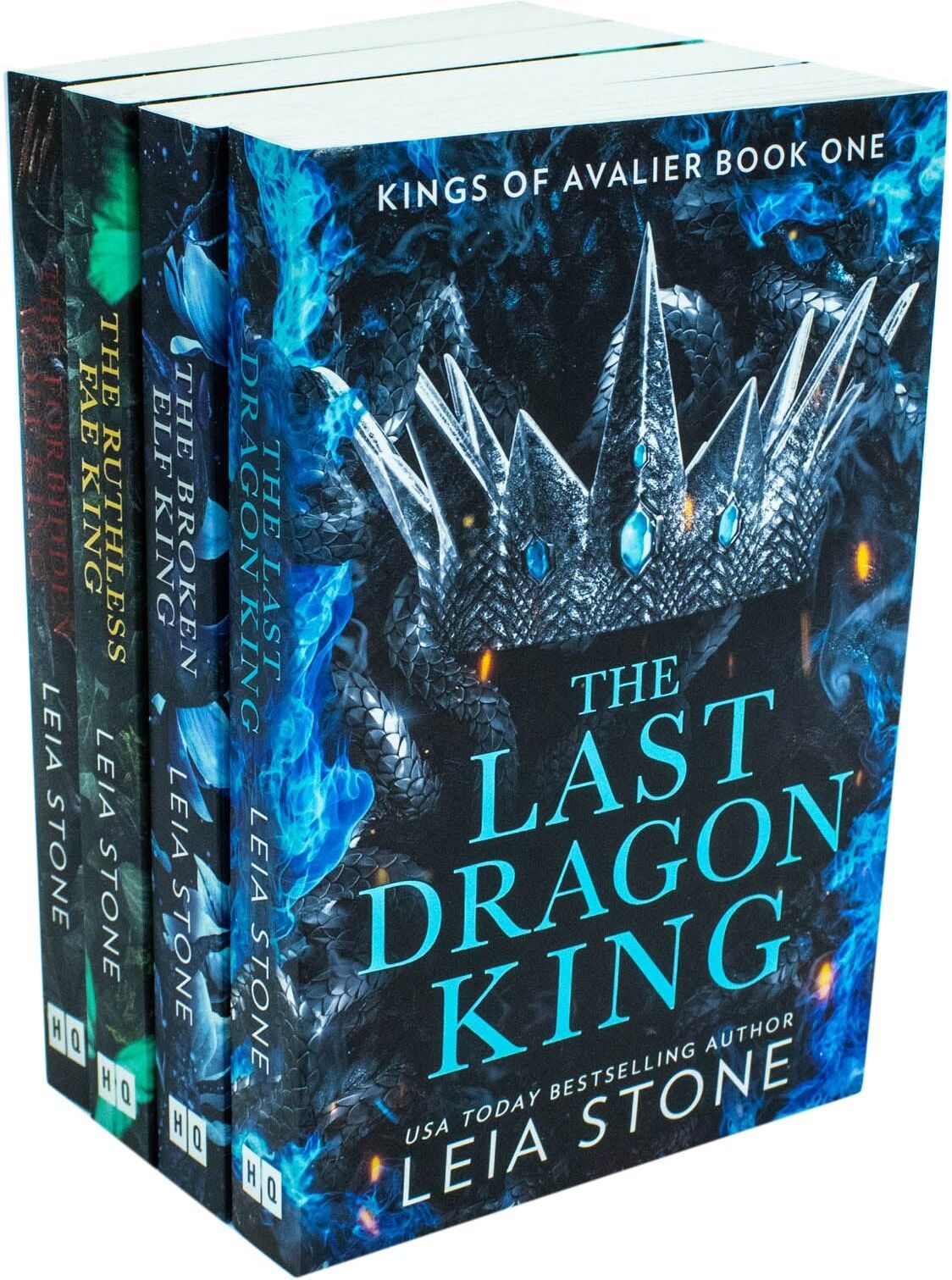 HQ Kings of Avalier 4 Books Collection Set By Leia Stone (The Last Dragon King, The Broken Elf King, The Ruthless Fae King & The Forbidden Wolf King)