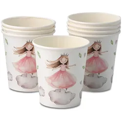 ECOFIESTA 96 Stück Papierbecher Prinzessin 200ml - Umweltfreundliche Becher Kindergeburtstag - nachhaltige Einwegbecher ohne Plastik