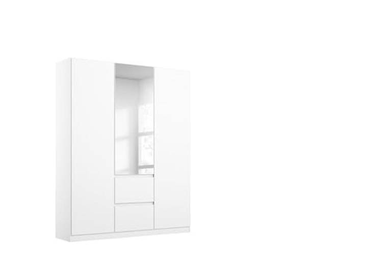 Rauch Möbel NIDDA, Kleiderschrank, Farbe Weiß, Breite 136 cm Schrank, Kinderkleiderschrank, 3-türig, Spiegel, 2 Schubladen, Push-to-open, für Schlafzimmer, Babyzimmer, Garderobe