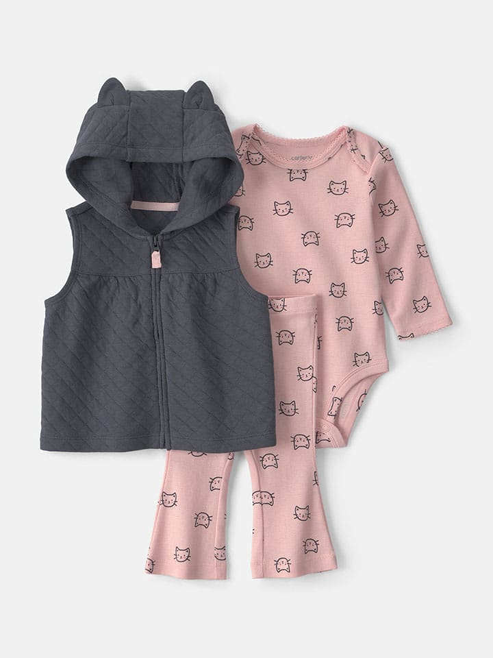 carter's 3tlg. Outfit in Dunkelgrau/ Rosa - 62
