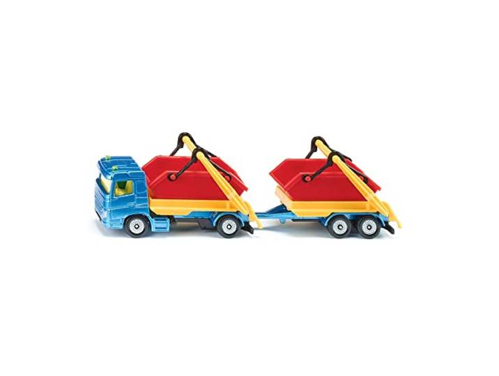 siku 1695, vrachtwagen met kiepbak en aanhanger, speelgoedvrachtwagen, metaal/kunststof, veelkleurig, incl. container, beweegbaar kiepsysteem