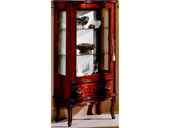 Xlmoebel Vitrine Italienische Holzvitrine im Designer-Stil mit edlen Verzierungen (1-St., Vitrine-562) Hergestellt in Italy