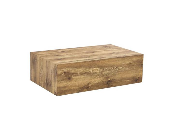 Table basse - FURNITURER - 90x50x30 cm - Rectangulaire - Aspect bois - Design bloc moderne