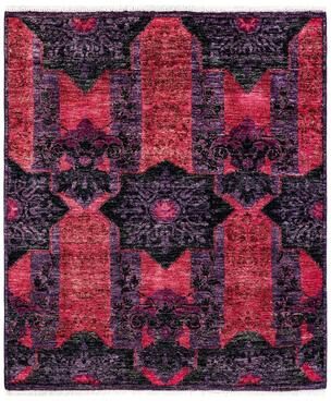 "Overton Hand Knotted Wool Vintage Inspired Modern Contemporary Modern Pink Area Rug - 4' 3"" x 5' 0"""
