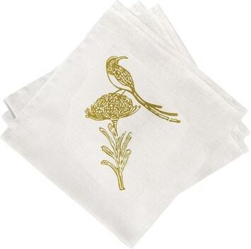 French Home Set of 4 Sugarbird Napkins - Chartreuse