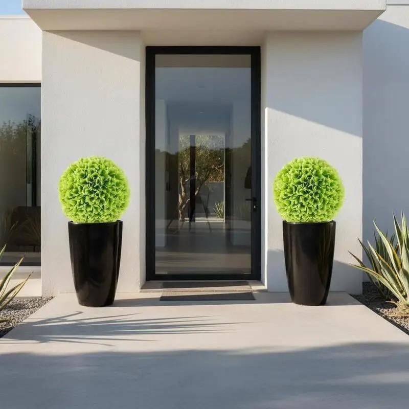 Set van 2 groene kunstplanten-decoratieballen