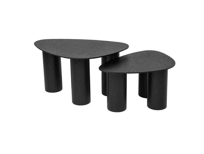 Tables basses gigognes design en bois noir (lot de 2) FOLEEN
