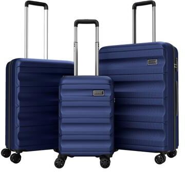 Costway 3-Piece Hardside Luggage Set 20/24/28 Inch Lightweight Hardside Suitcases-Navy